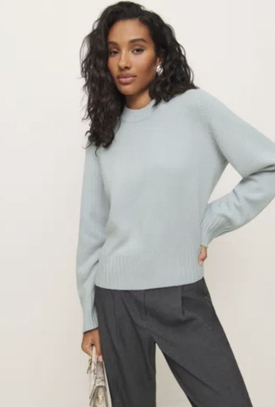 Reformation Calloway Regenerative Wool Crew Sweater Horizon Blue Size S